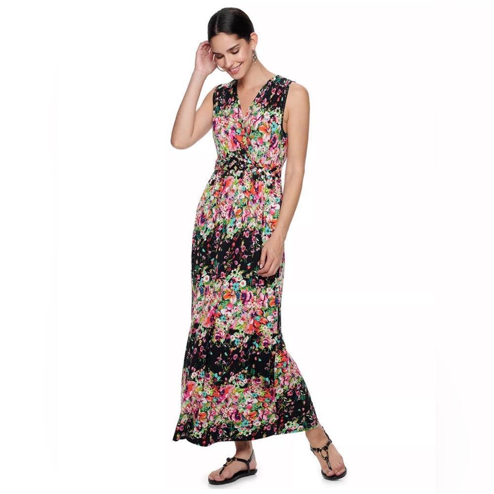 Apt. 9 floral sleeveless braided waist maxi dress